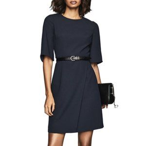 REISS Myra Faux Wrap Dress_Navy Blue_US 8